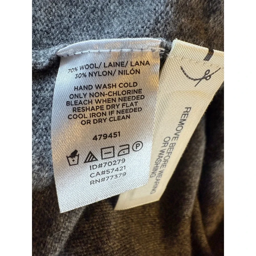 Ann Taylor Longline Cardigan Sweater Gray Wool Blend V Neck Button Front Size M - Picture 4 of 9